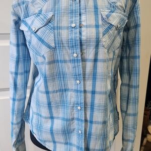 Cruel Girl Light Blue Checkered Top